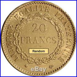 France Gold 20 Francs (. 1867 oz) Angel XF/AU Random Date