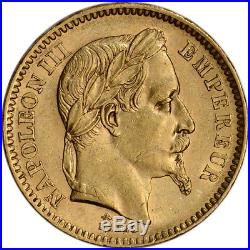 France Gold 20 Francs (. 1867 oz) Napoleon III Laureate Avg Circ- Random Date