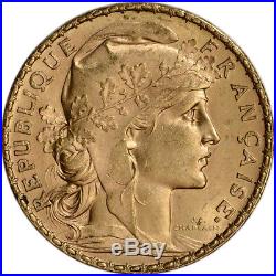 France Gold 20 Francs (. 1867 oz) Rooster XF/AU Random Date