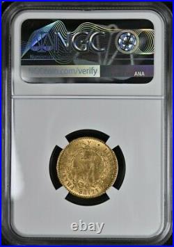 France, Gold 20 Francs 1877 A Ngc Ms 64, Rare2