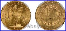 France, Gold 20 Francs 1893 A Ngc Ms 64+, Rare2