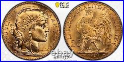 France, Gold 20 Francs 1907 Pcgs Ms 66+, Rare5