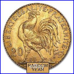 France Gold 20 Francs French Rooster AU (Random) SKU #152604
