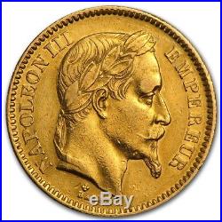 France Gold 20 Francs Napoleon III Avg Circ SKU #161220