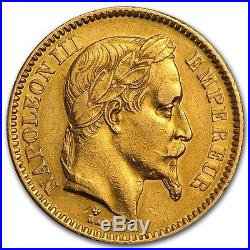 France Gold 20 Francs Napoleon III Avg Circ SKU #44326