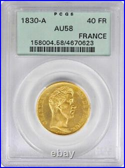 France, Gold 40 Francs 1830 A Pcgs Au 58, Rare