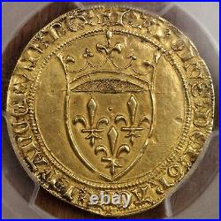 France Gold Ecu D'Or a la couronne King Charles VI PCGS AU-58 About Uncirculated