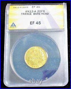 France L'An 12(1803)-A Gold 20 Francs Gad-1020 ANACS XF-45