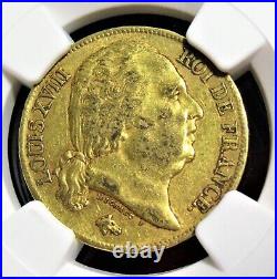 France Louis XVIII gold 20 Francs 1818-A AU53 NGC