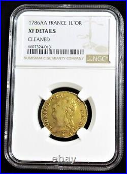 France Louis XVI gold Louis d'Or 1786-AA XF Details (Cleaned) NGC, Metz mint