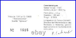 France Mint de Paris 10 Francs Gold Roland Garros 1988 With Boxset