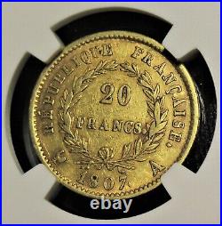 France Napoleon gold 20 Francs 1807-A XF40 NGC