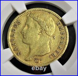 France Napoleon gold 20 Francs 1814-A XF40 NGC, Paris mint, KM695.1, Fr-511