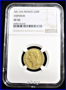 France Napoleon gold 20 Francs L'An 12 (1803/1804)-A VF35 NGC, Paris mint