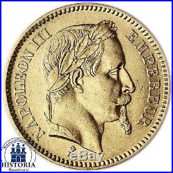 Frankreich 20 Francs Napoleon mit Lorbeerkranz und Bart sehr schöne Goldmünze