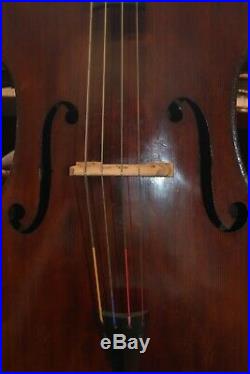 French Double Bass 4/4 + C extension +2 bows 18ct Gold + Nickel