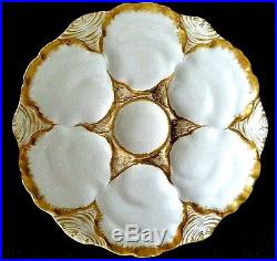 French France Depose Hand Paint Porcelain Oyster Plate Gold Gilded Detail