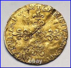 French Gold Ecu Coin 1568 Charles IX
