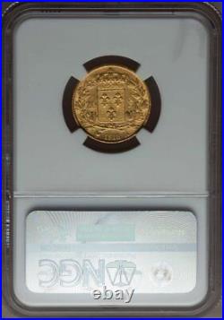 G011 France Louis XVIII gold 20 Francs 1818-A NGC AU58, Paris mint, KM712.8