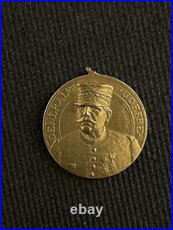 G057 Rare FRANCE. Homage to General Joffre Gold Medal, ND (ca. 1925). CHOICE UNC