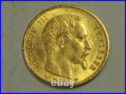 GOLD 1854-A Plain Edge France 5 Francs KM#783 Choice AU/Unc. SN896