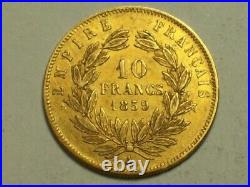 GOLD 1859-A France 10 Francs KM#784.3 AU SN2792