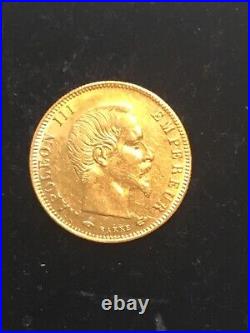 GOLD Coin France, Napoleon III 5 Francs 1857 A Paris XF AU RARE CONDITION COIN