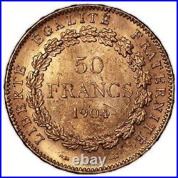 Genie, France, Coin, Gold, 50 Francs, 1904, Paris, Very rare, MS+