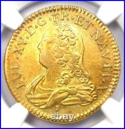 Gold 1727 France Louis XV Louis d'Or 1L'OR Coin Certified NGC AU55 Rare