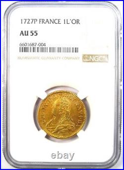Gold 1727 France Louis XV Louis d'Or 1L'OR Coin Certified NGC AU55 Rare