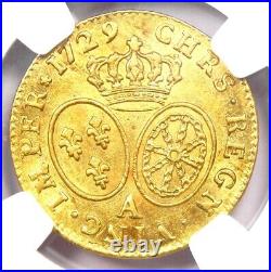 Gold 1729 France Louis XV Louis d'Or 1L'OR Coin Certified NGC AU58 Rare