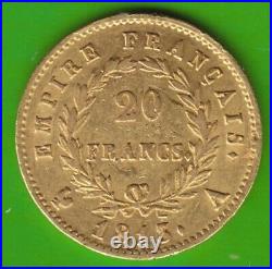 Gold France 20 Francs 1813 A Napoleon Good Very Fine nswleipzig