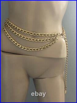 Gold triple chain front with hanging CC belt signed by Chanel