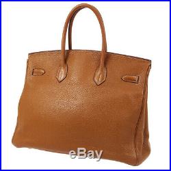 HERMES BIRKIN 35 Hand Bag B7 I Gold Traurillon Clemence France Vintage RK14508