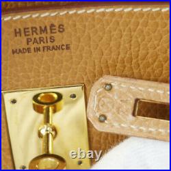 HERMES BIRKIN 40 Hand Bag Gold Ardennes Vintage GHW oX 1994 A53983