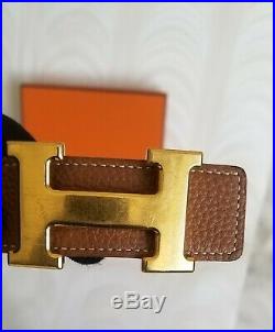HERMES Belt H Mini Constance Gold Size 85 Reversible Authentic