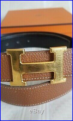 HERMES Belt H Mini Constance Gold Size 85 Reversible Authentic