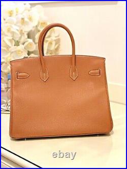 HERMES Birkin 35 Gold color with Togo Leather and Silver hardware