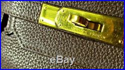 HERMES Birkin 40 cm Dark Brown Leather Gold Hardware Bag with Lock & Key