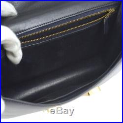 HERMES CONSTANCE Shoulder Bag Purse Navy Box Calf Vintage Authentic NR13916