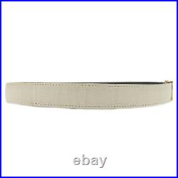 HERMES H Logos Waist Belt Leather Ivory White Gold-Tone France Auth #UU239 O