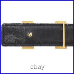 HERMES H Logos Waist Belt Leather Ivory White Gold-Tone France Auth #UU239 O
