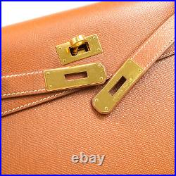 HERMES KELLY 28 SELLIER 2way Hand Bag 15P X Purse Gold Courchevel 72552