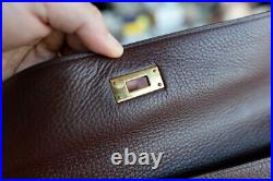 HERMES KELLY 35 gold Chocolat Clemence 1999 ladies bag purse genuine gold brown
