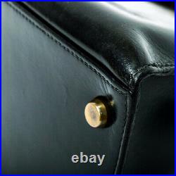 HERMES Kelly 28 Handbag Boxcalf K 1981 Black Noir Gold vintage Outer stitch