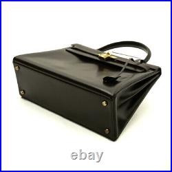 HERMES Kelly 32 K 1981 Box calf Gold Hardware Handbag Leather Brown Darkbrown
