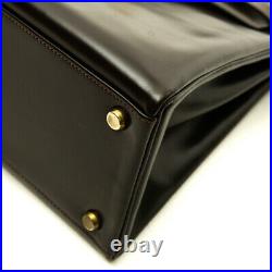 HERMES Kelly 32 K 1981 Box calf Gold Hardware Handbag Leather Brown Darkbrown