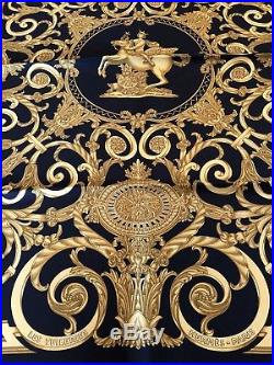 HERMES LES TUILERIES Silk Scarf Black Gold Gorgeous! Paris France