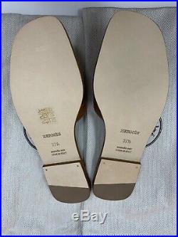 HERMES Oran H Sandals in Classic Gold Size 37.5 (Brand New In Box)