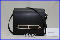 HERMES ROULIS MINI 18 Black Leather with Gold Hardware CONSTANCE BIRKIN KELLY